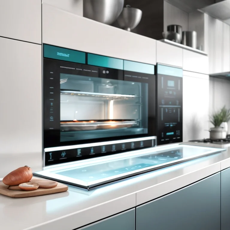 Ofentür öffnet sich, fertig gegartes Gericht wird entnommen